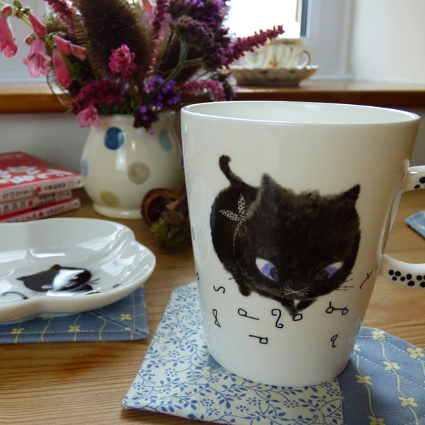 Beautiful coasters with Black Cat mug