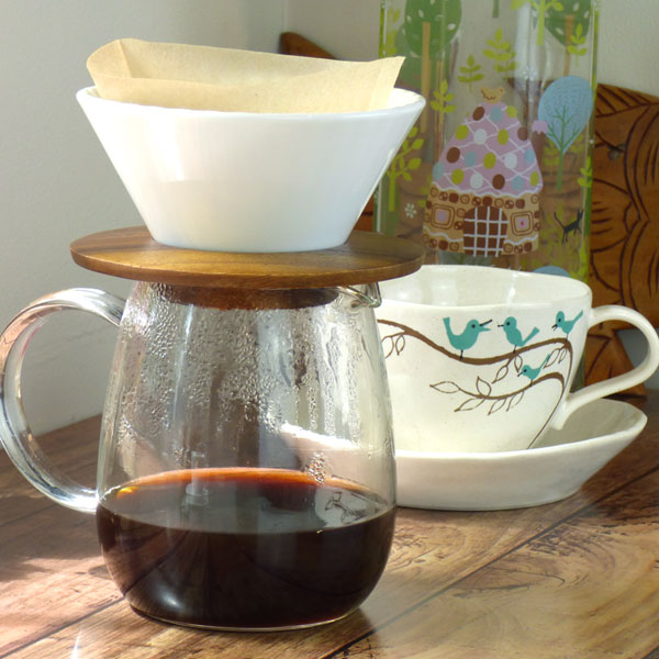 Glass pour over coffee jug and ceramic filter holder