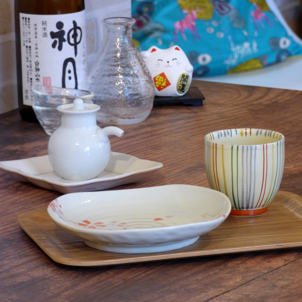 Mix up Japanese teacups and plates in traditional and modern styles