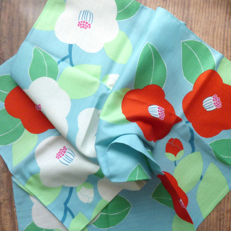Camellia design on a Japanese furoshiki