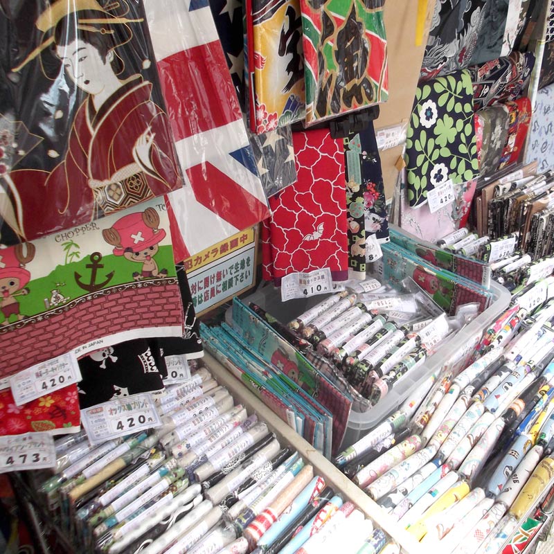 Fabric stall in Nippori Seni-gai Fabric Town