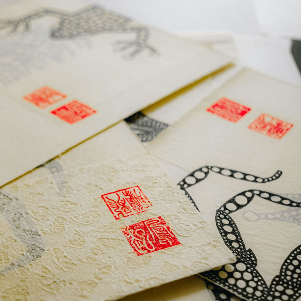 Japanese hanko stamps on printed cards
