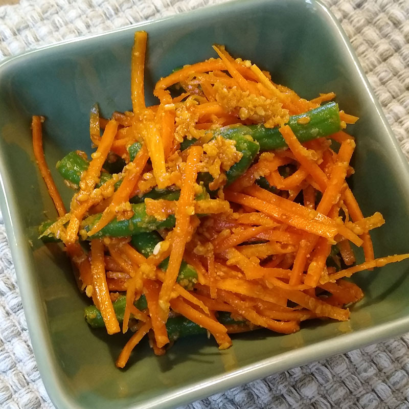 Carrot and green beans in Japanese style sesame dressing