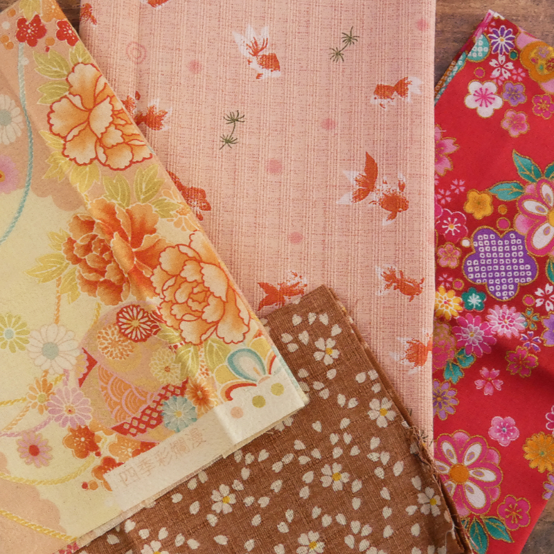 Swatches of Japanese fabric