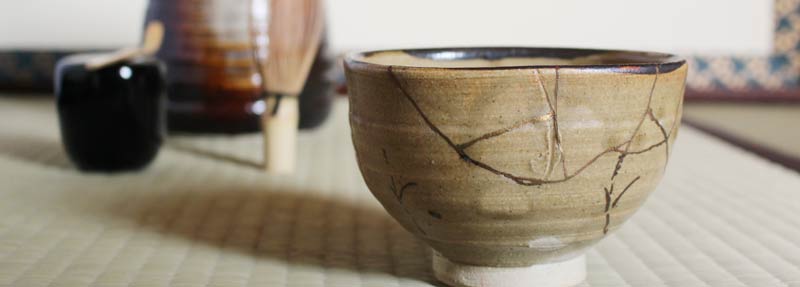 Japanese bowl mended with kintsugi