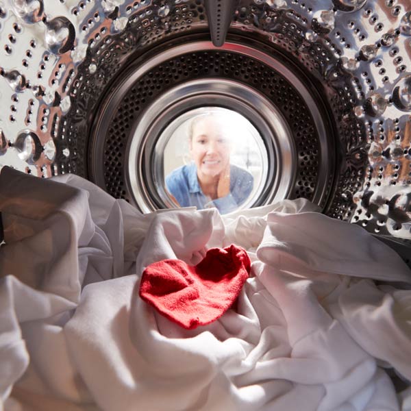 A red sock in the white washing