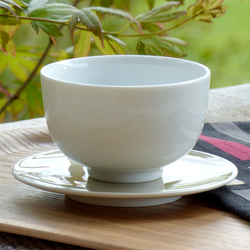 White 'sanchawan' Japanese teacup