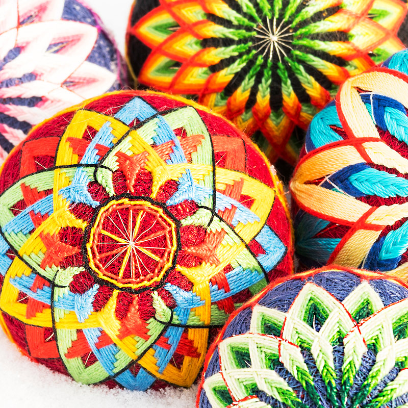 Colourful Japanese temari balls
