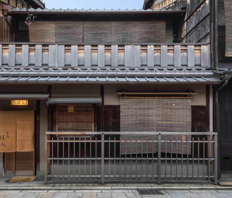 Traditional Japanese building it sudare bamboo blinds