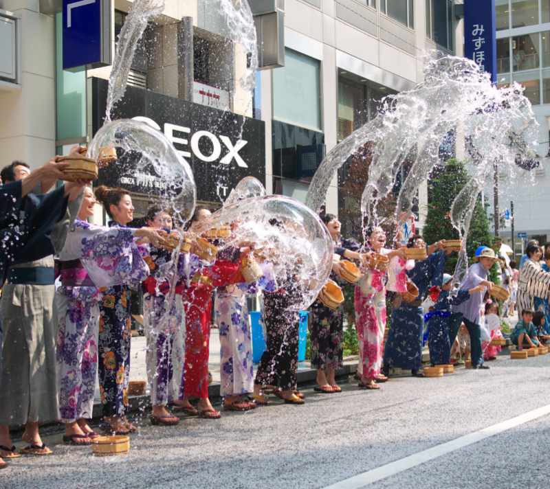 Uchimizu ceremony in Ginza, Tokyo