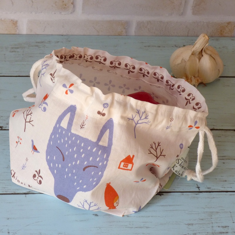Red Riding Hood Design 100% Cotton Lunch / Bento Bag with Drawstring