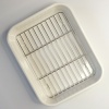 Japanese white enamel cooking tray with metal draining rack