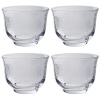 Set of four etched glass tea or sake cups