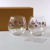 Two Hana-fumi viola & lavender design tumblers alongside gift box