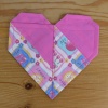 Origami Heart coasters in pink patterned fabrics