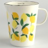 Japanese enamel measuring jug with yellow and green lemons design