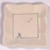 Square mini plate with boat and seagulls design