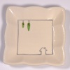 Square mini plate with house and trees design
