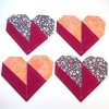 Set of 4 Origami Heart shaped fabric coasters in Autumn berry colours