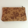 Canvas zip bag with brown floral design