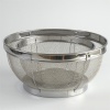 Two larger sized free-standing Japanese stainless steel mesh sieve baskets