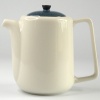 Tall white Japanese teapot with mottled dark blue lid