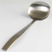 Stainless steel Japanese ramen spoon with tsuchime hammered finish
