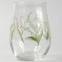 Japanese glass tumbler with Lily of the Valley design