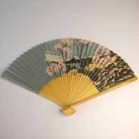 Japanese folding fan with Hokusai print design