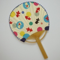 Japanese 'uchiwa' paddle fan with goldfish design