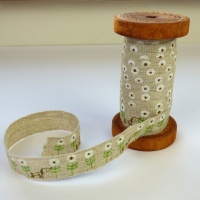 Dog & Daisy linen tape on wooden reel