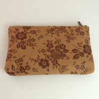 Canvas zip bag with brown floral design