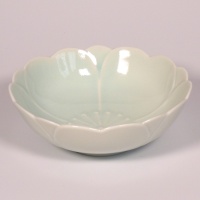 Celadon blue cherry blossom shaped bowl