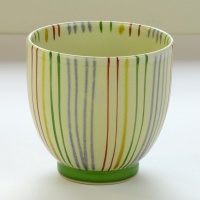 Japanese teacup with striped design, large size