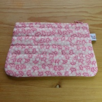 Zip makeup bag or pouch in pink ginkgo leaf pattern fabric