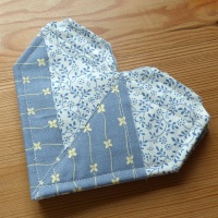 Origami Heart coasters in blue fabric