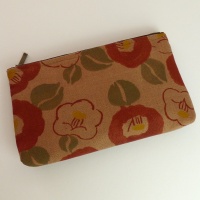 Canvas Zip Bag with Camellia Design