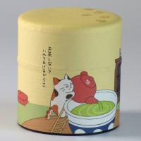 Washi Paper Tea Caddy with cute cat design