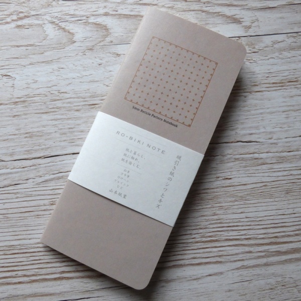 Slim Japanese notebook with mink grey waxed cover and squared paper