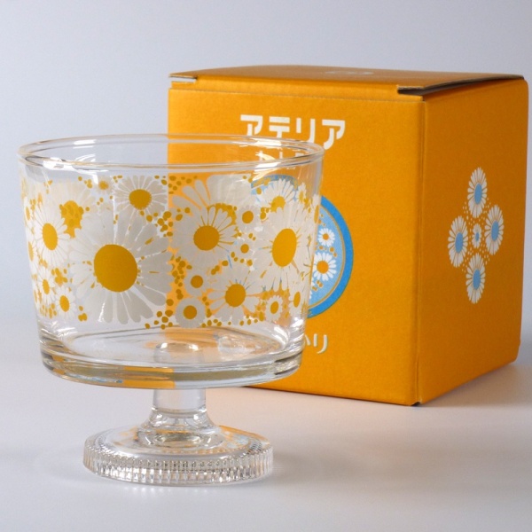 Japanese glass dessert bowl with matching gift box