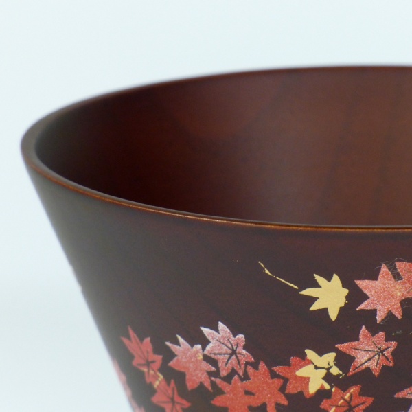Close up of Aki dark wood Japanese bowl