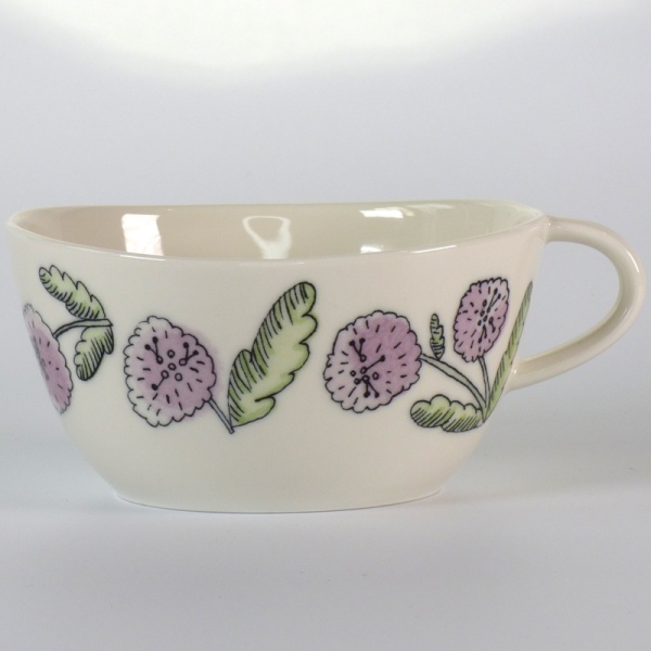 Purple aster floral design soup cup