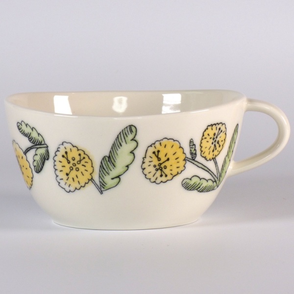 Yellow aster floral design soup cup