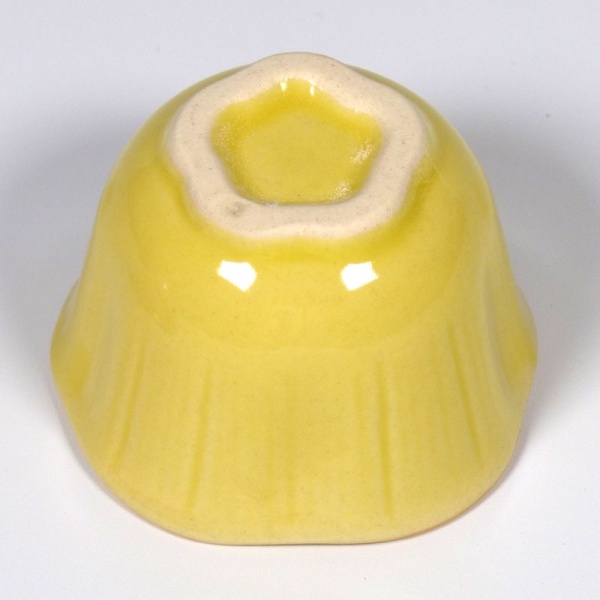 Underside of yellow mini dish showing the blossom shape