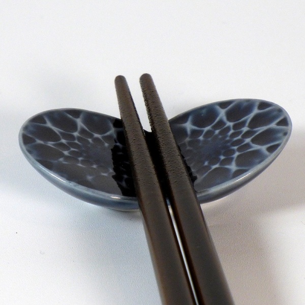 Dark blue ceramic Butterfly chopstick rest with chopsticks
