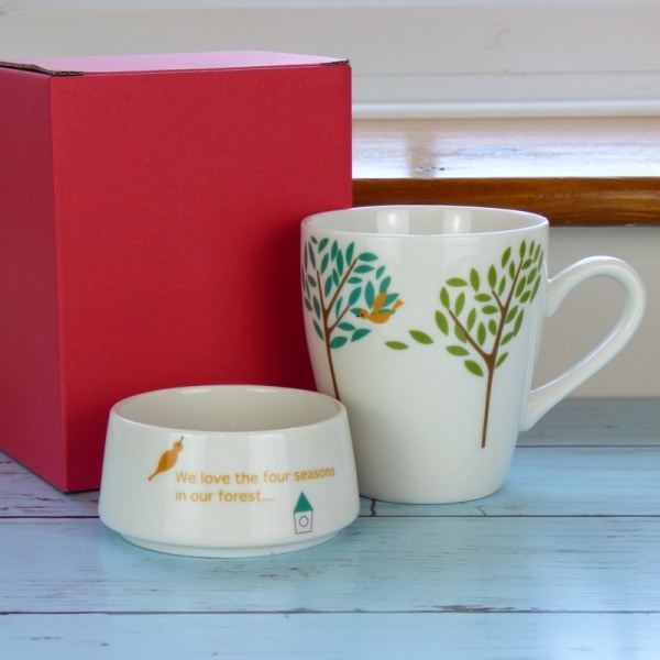 'Forest Birds' design cafe mug by Shinzi Katoh with gift box