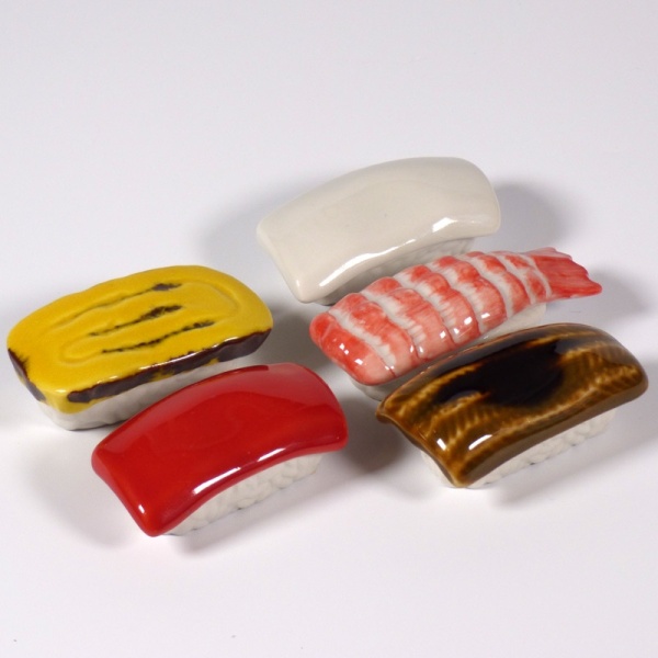 Collection of sushi themed chopstick rests
