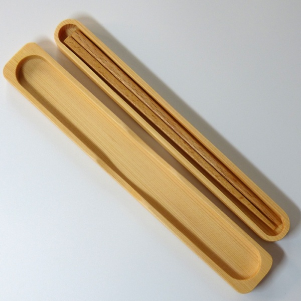 Wooden Japanese chopsticks in carry case
