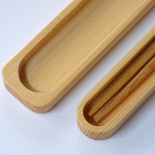 Close up of Japanese chopsticks in wooden carry case