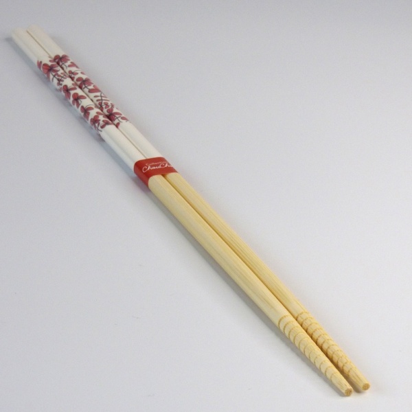 Japanese cooking chopsticks with pink clover pattern decoration